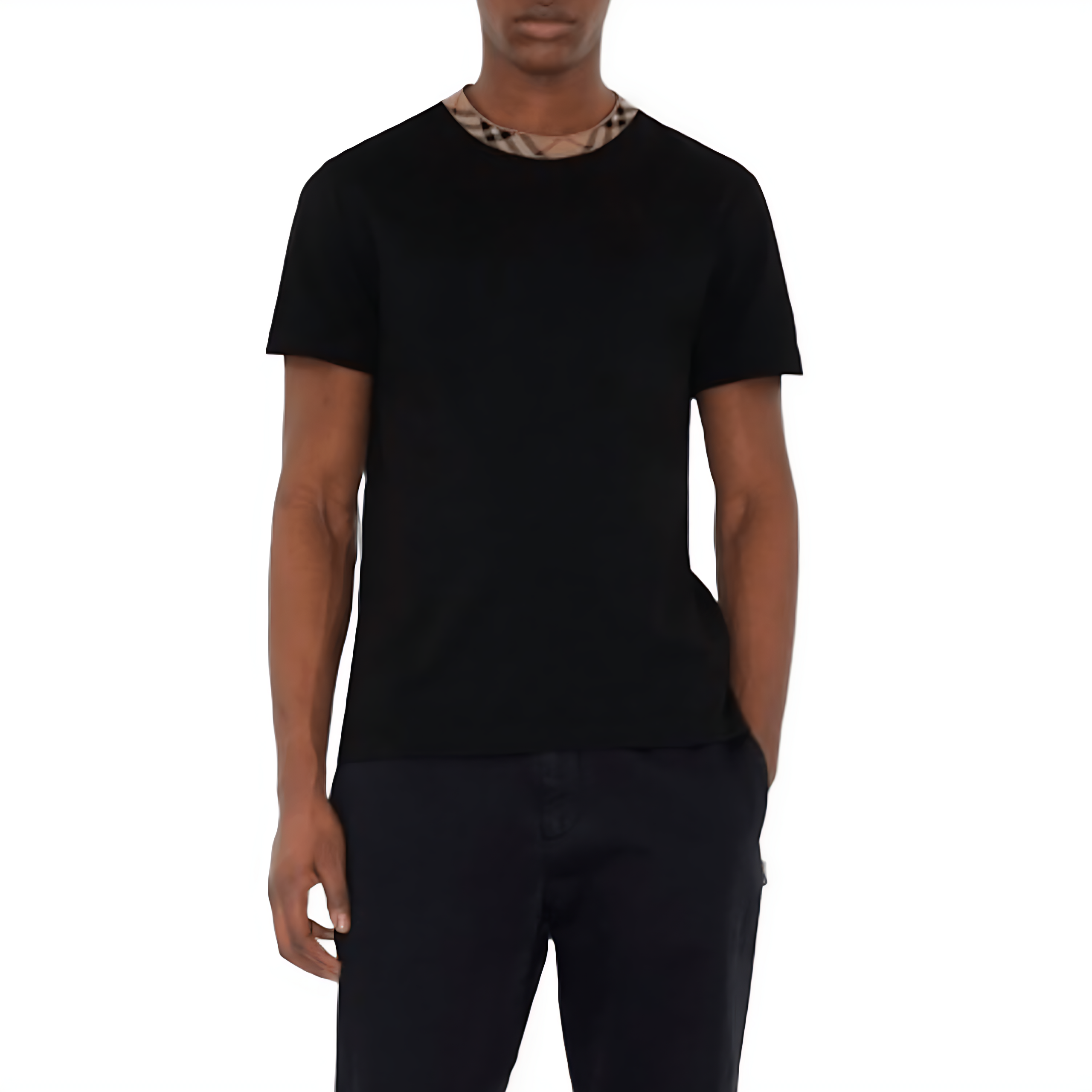 T-shirt Burberry Check Trim noir