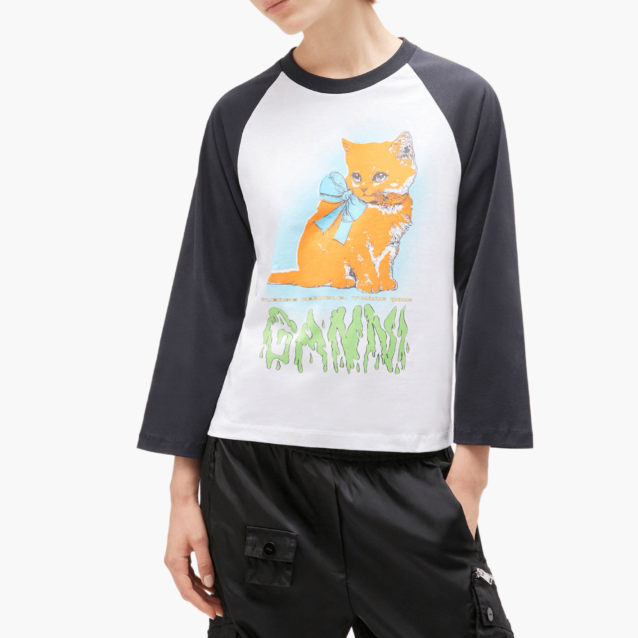 T-shirt Ganni Chat Baby Fit Blanc