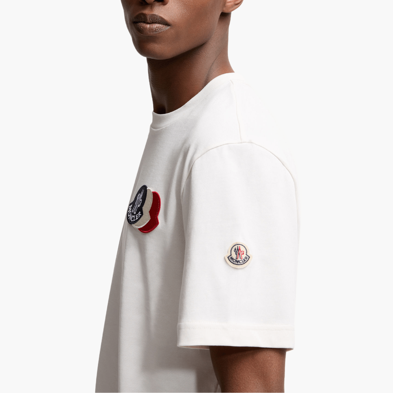 T-shirt Moncler tricolore blanc