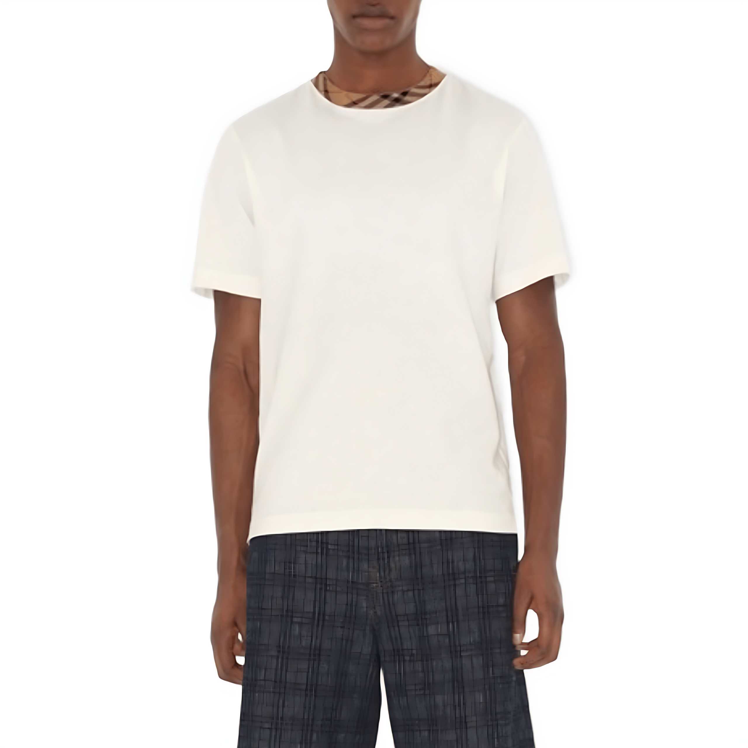 T-shirt Burberry Check Trim blanc