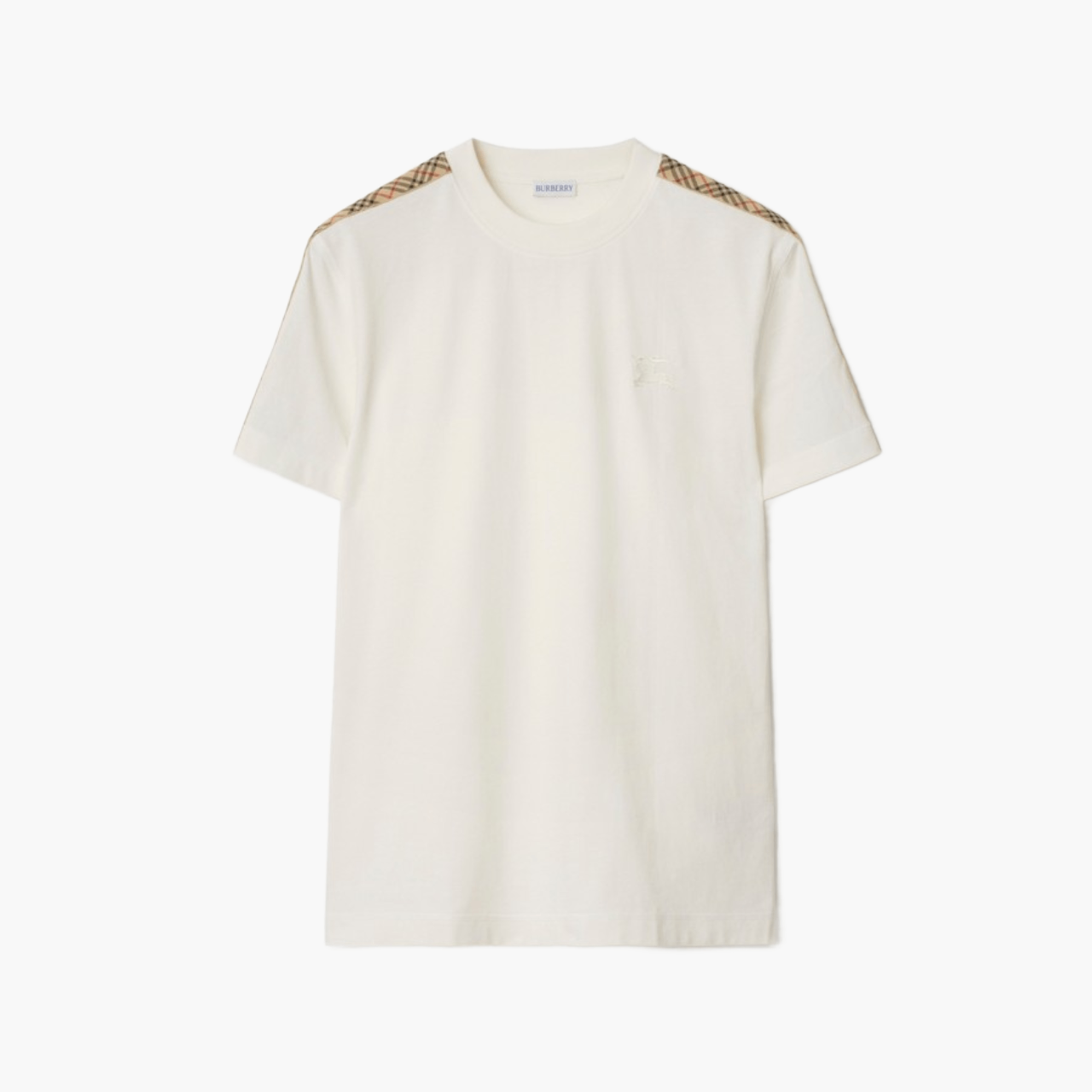 T-shirt coton bandes Check Blanc