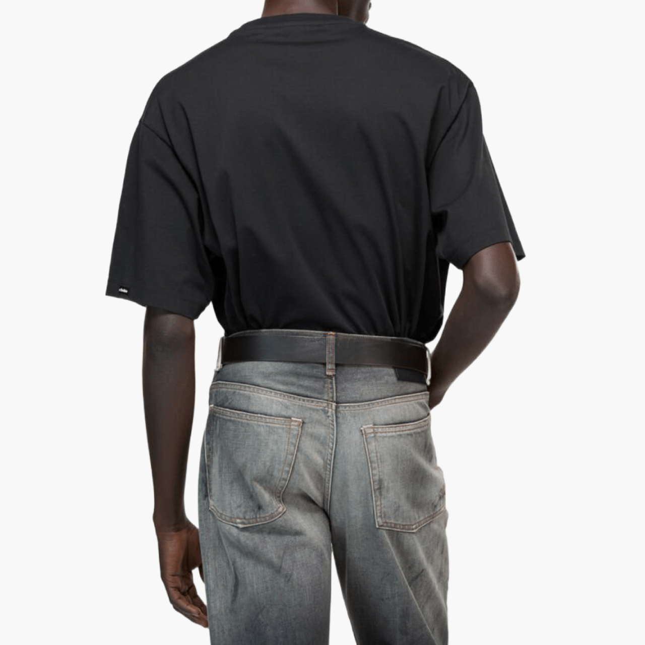 T-shirt oversize label satin — Noir