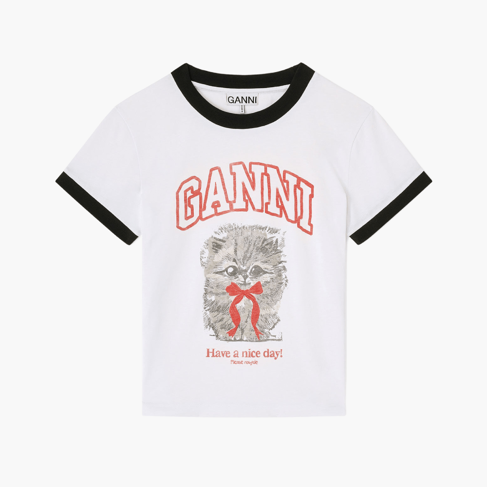 T-shirt court imprimé chat