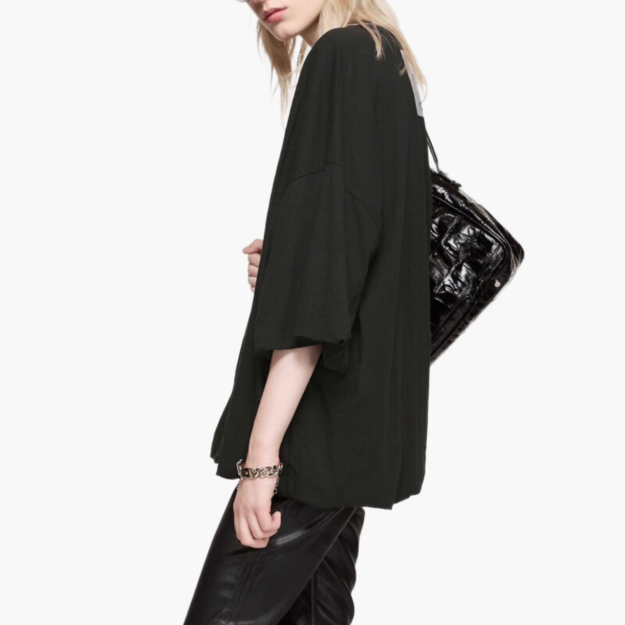 T-shirt logo froncé coupe relaxed — Noir