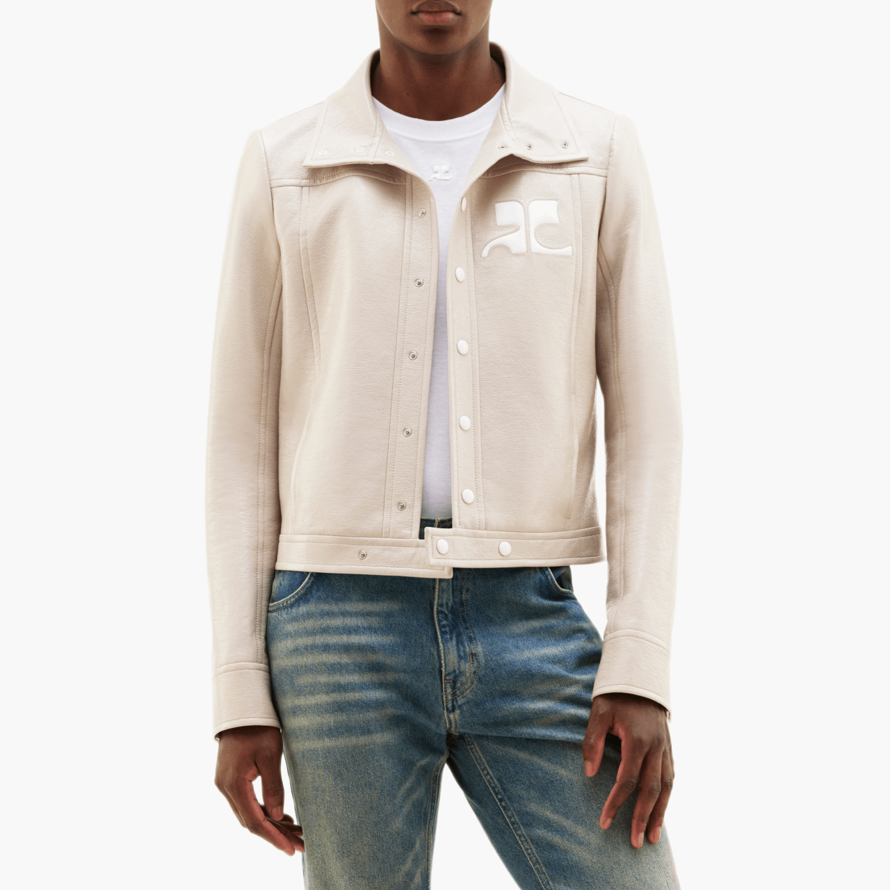 Reissue vinyl stand-up collar jacket — Mastic Grey