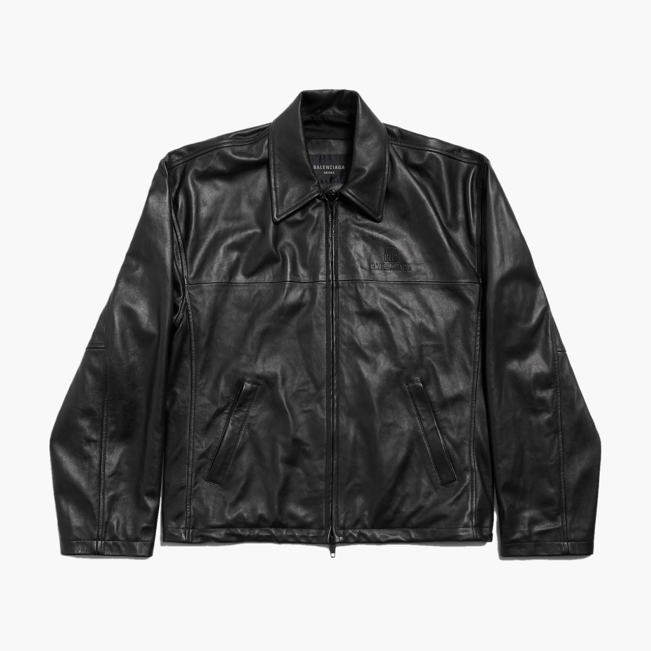 Veste Balenciaga Nano BB noire à plat de face, coupe structurée, photo produit Balenciaga chez Lesthete Concept Store.