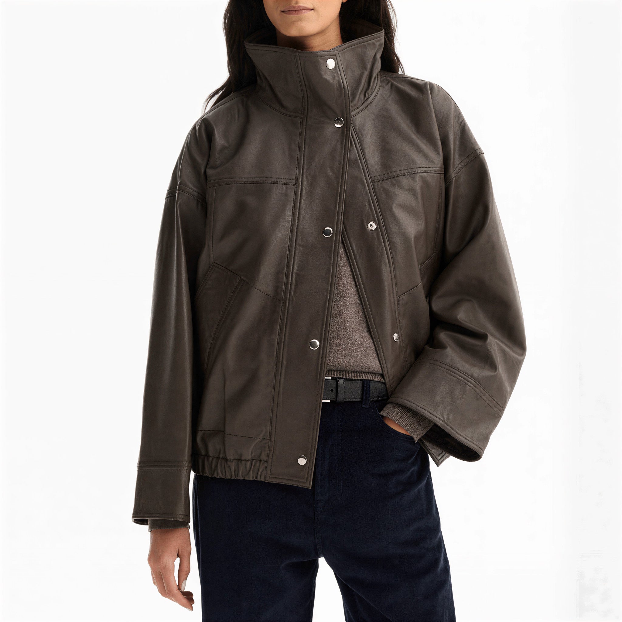 Veste Cuir Patch Pocket Earth