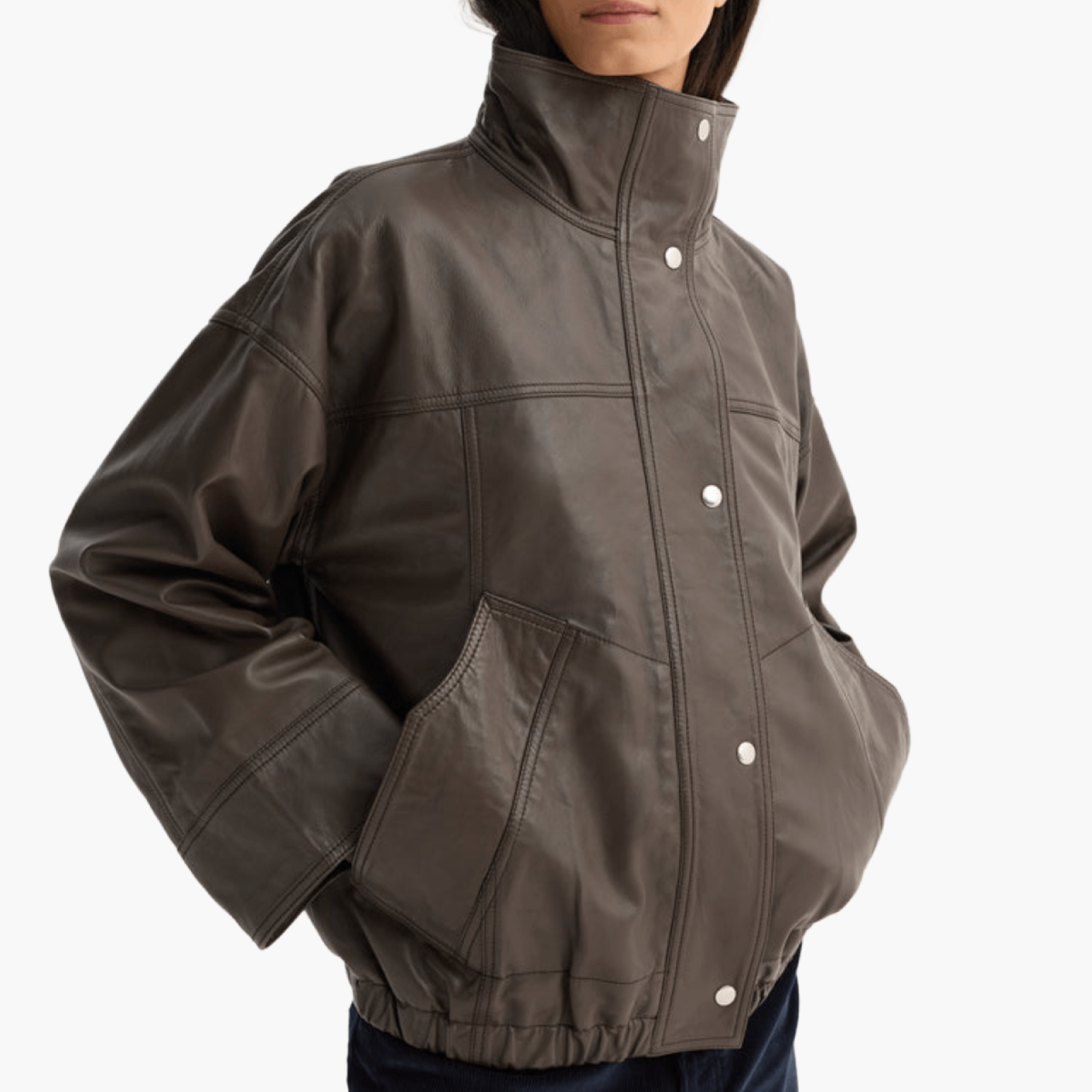 Earth Leather Jacket Patch Pocket