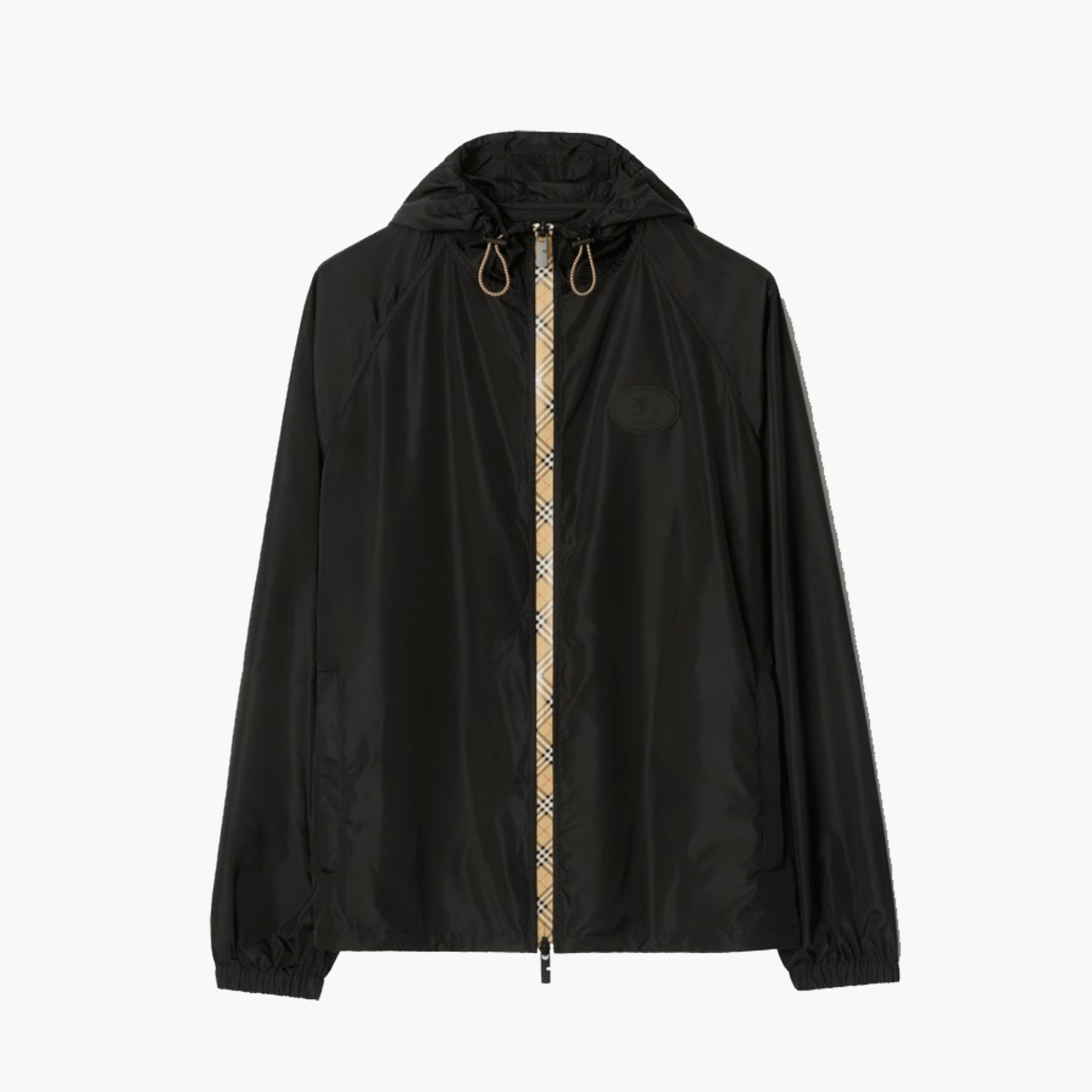 Veste à capuche nylon Check Noir