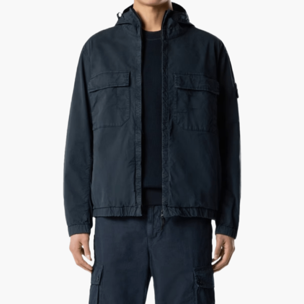 Veste déperlante à capuche en coton stretch