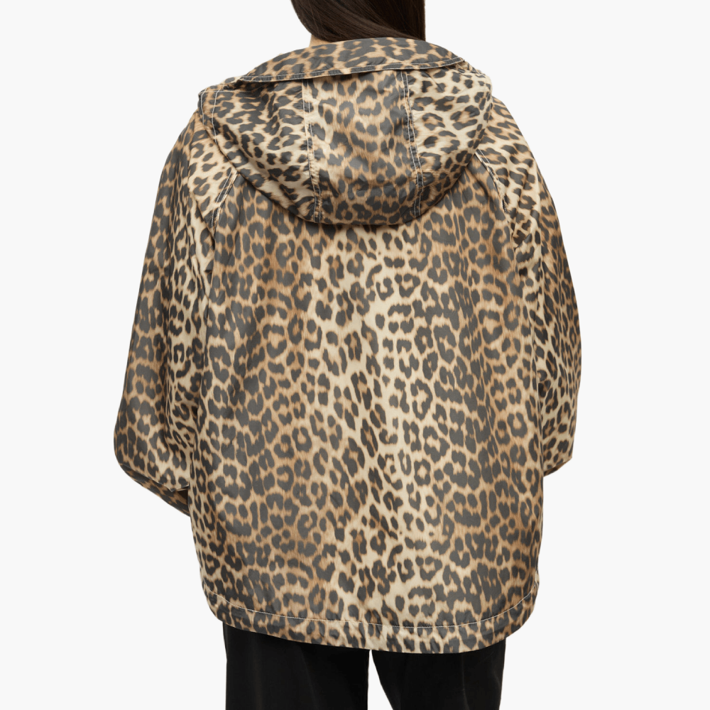 Veste en coton laminé imprimé léopard