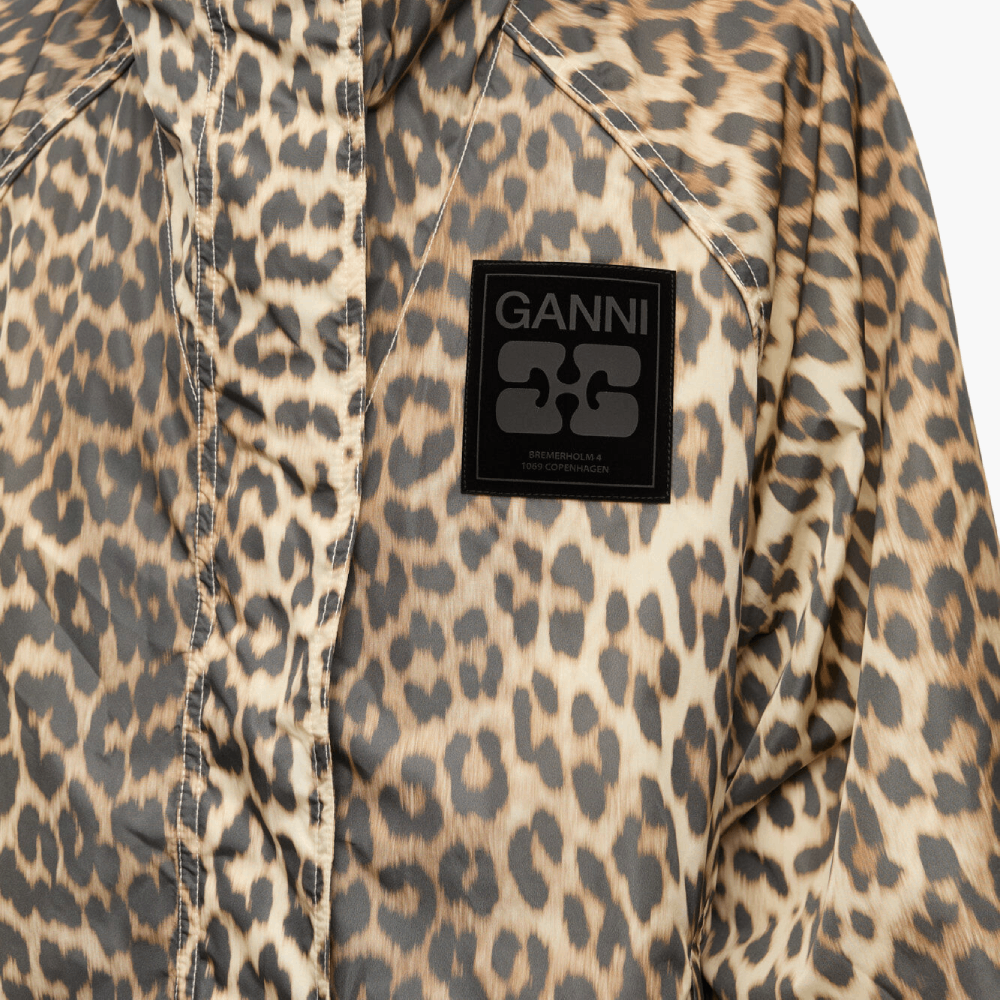 Veste en nylon imprimé léopard