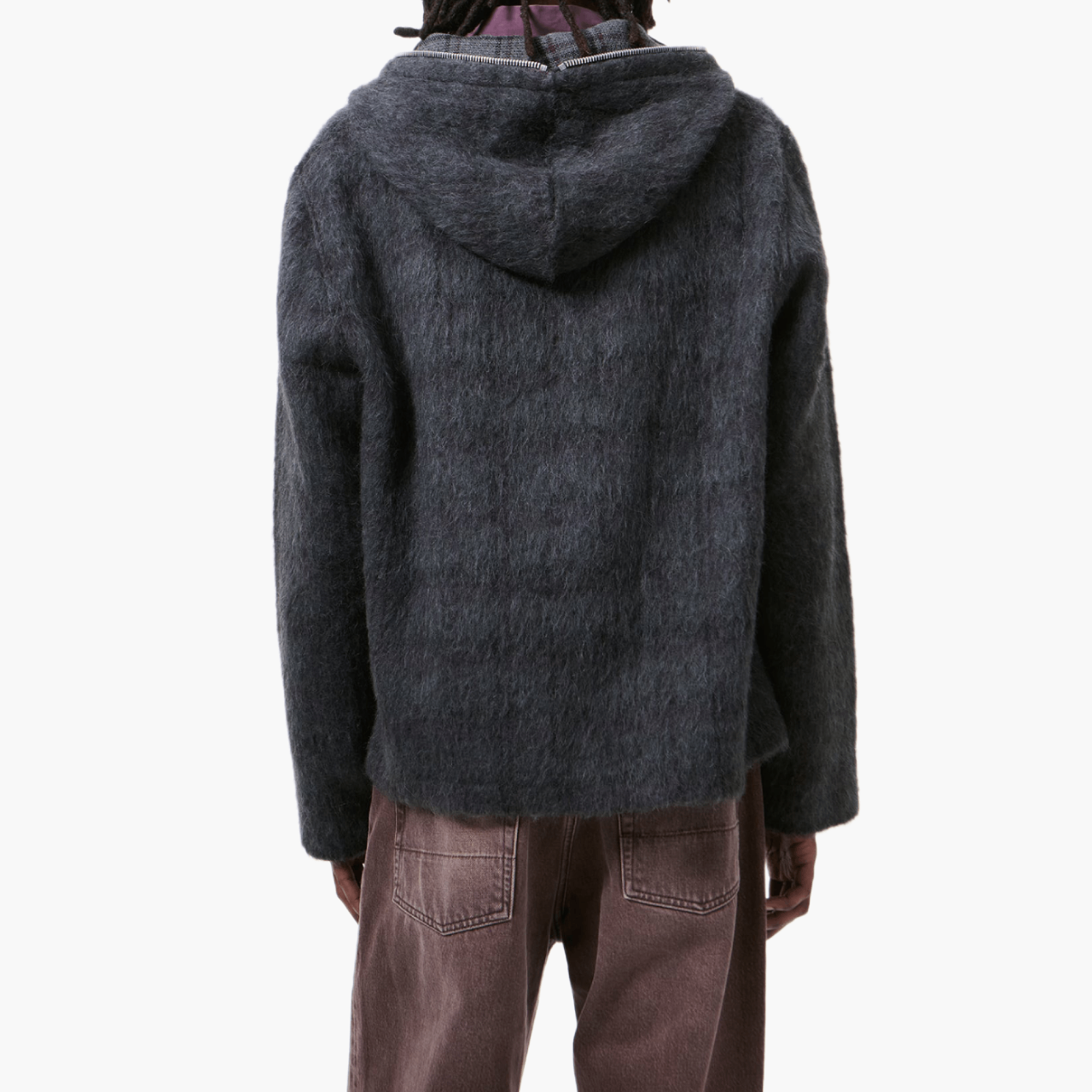 Hairy Wool Hooded Zip-Up Jacket