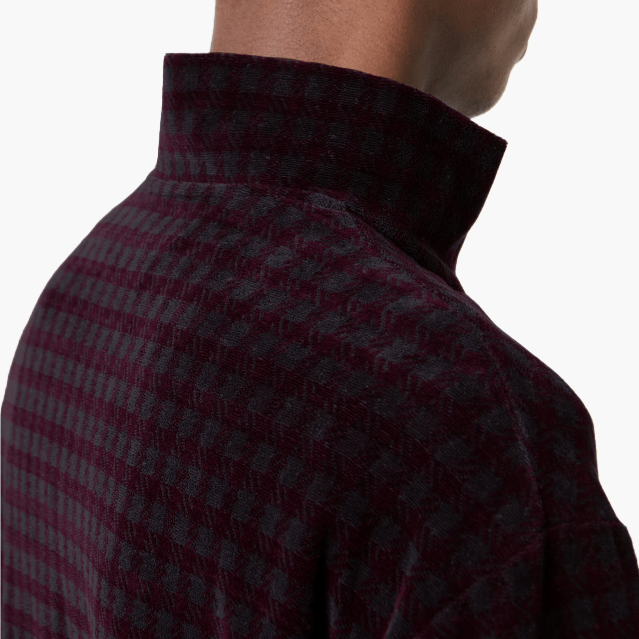 Veste zippée velours check col montant
