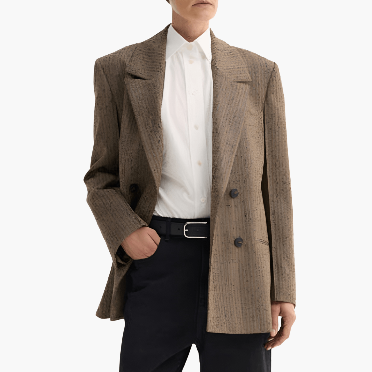 Double Breasted Herringbone Blazer