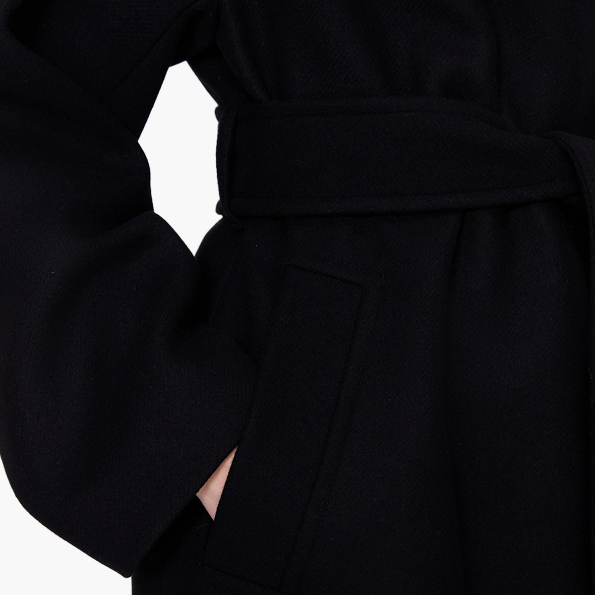 Manteau Fiore Laine Mélangée Black