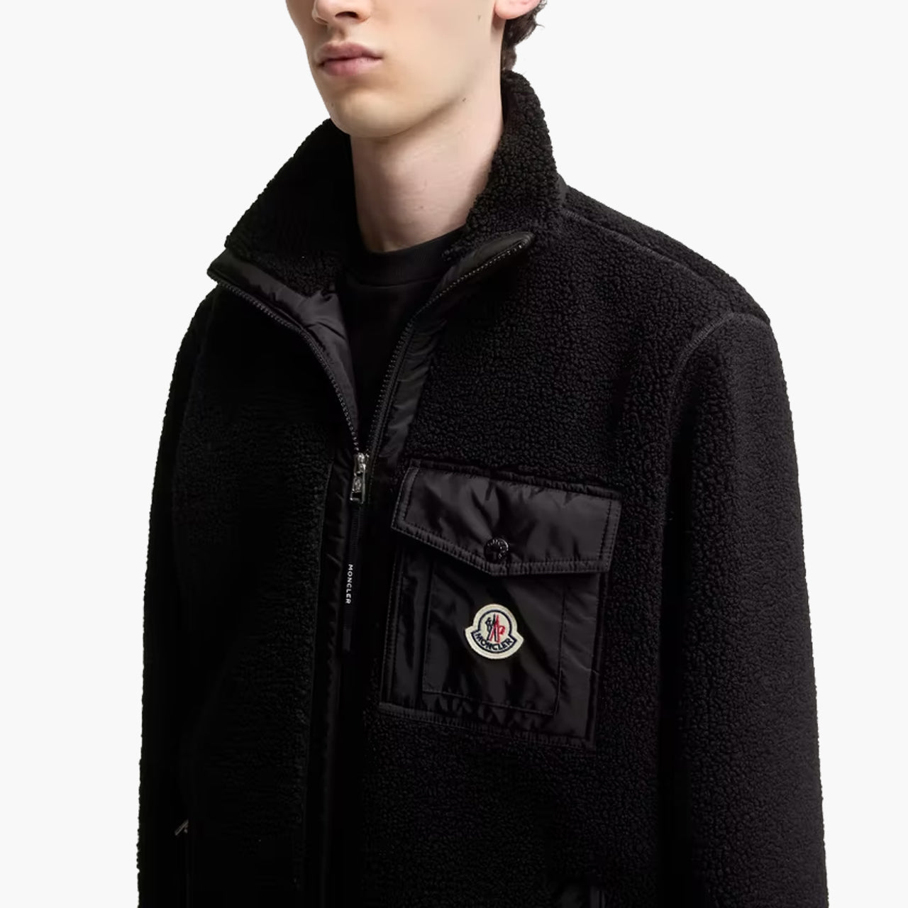 Sweat zippé en teddy avec poche