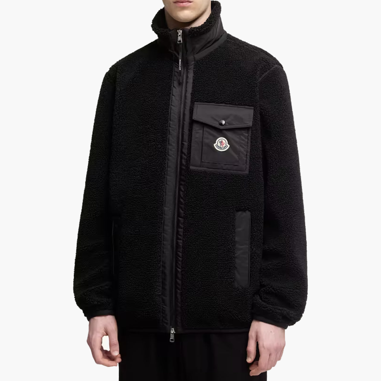 Sweat zippé en teddy avec poche