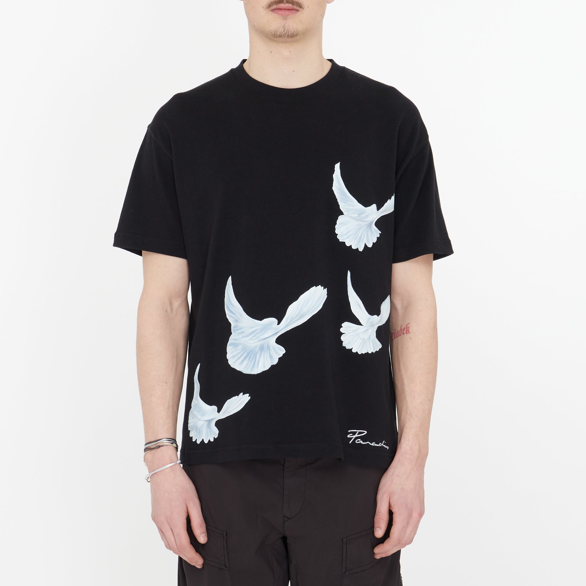 T-shirt 3 Paradis Singing Doves Colombes Noir