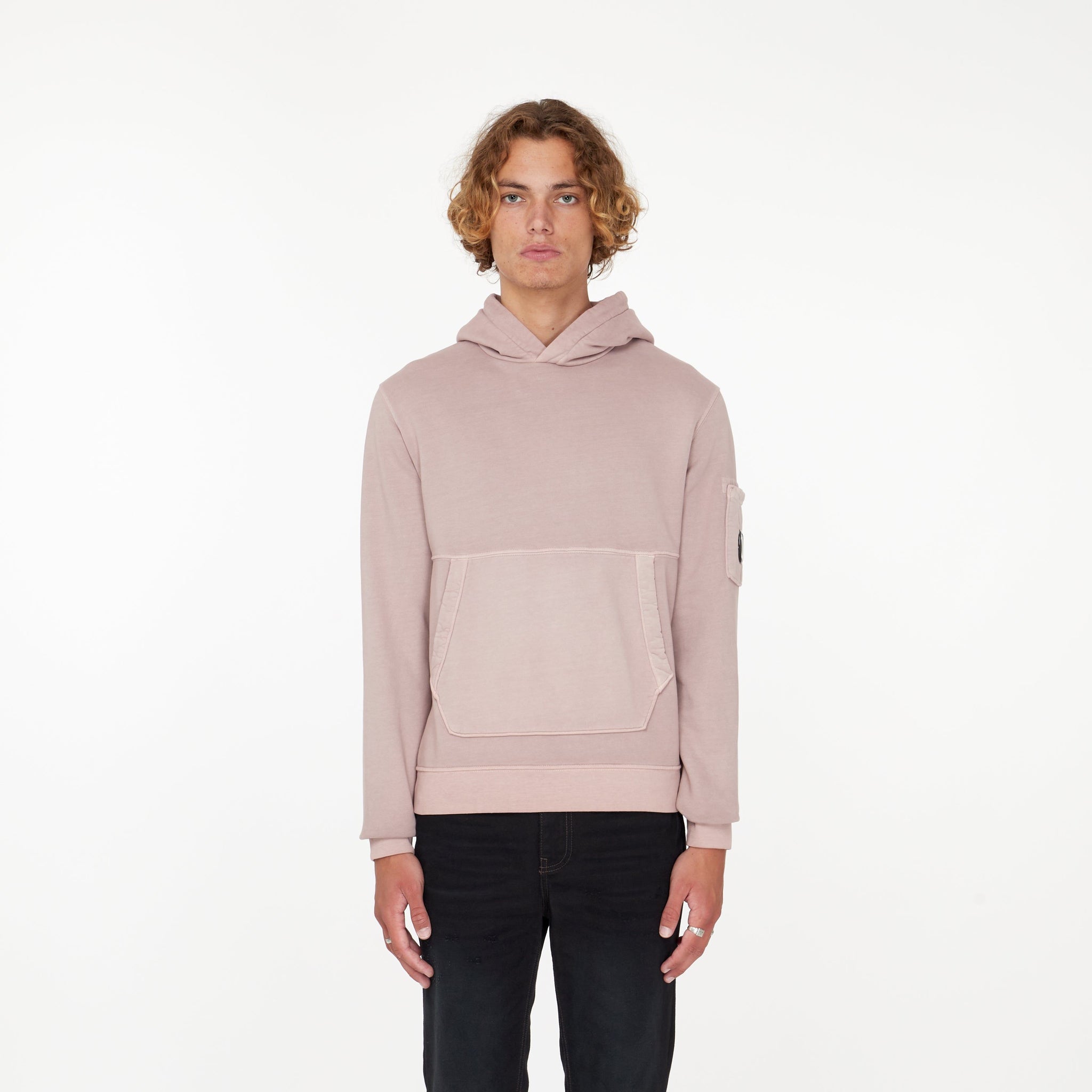 Hoodie Diagonal en coton brossé Rose - Lesthete cp company