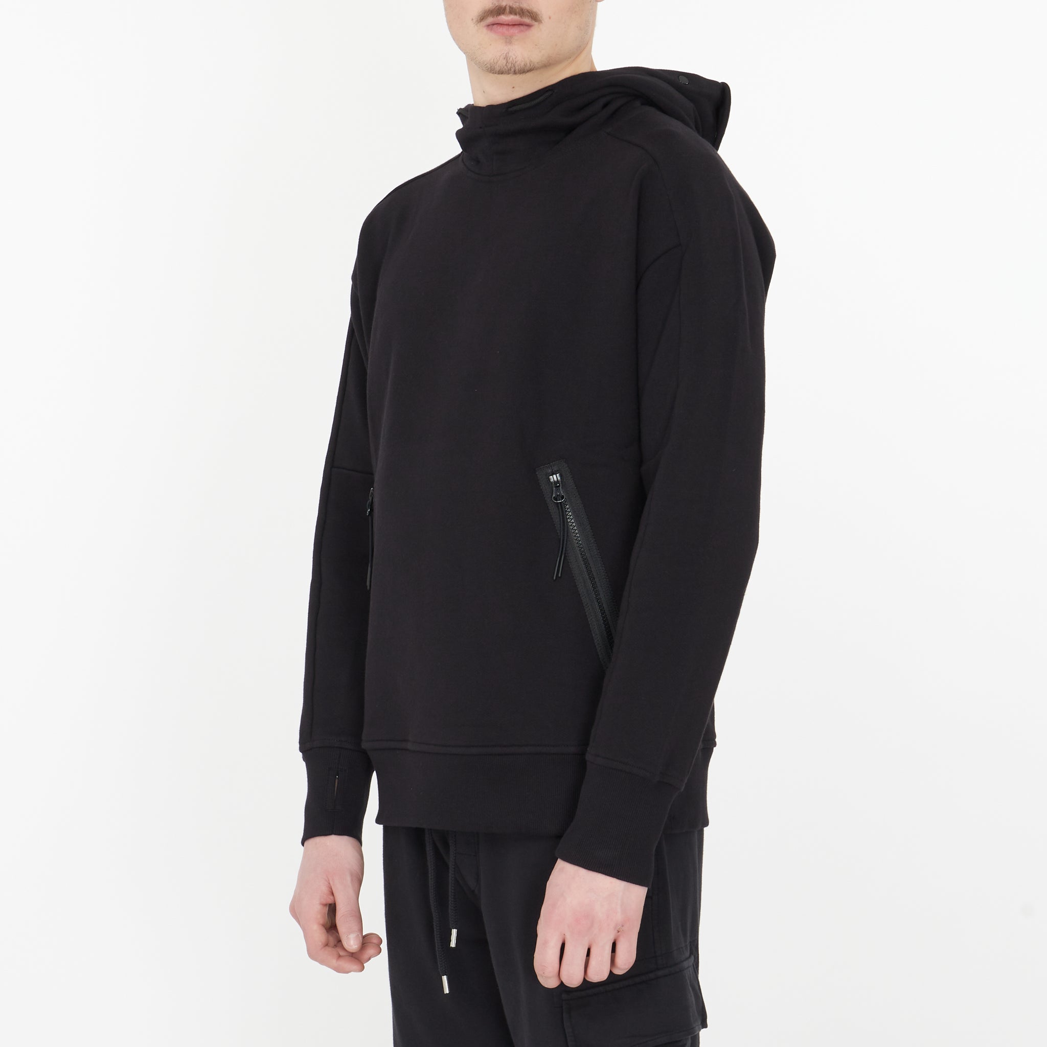 Hoodie Cp Company Diagonal Raised Fleece Goggle Noir