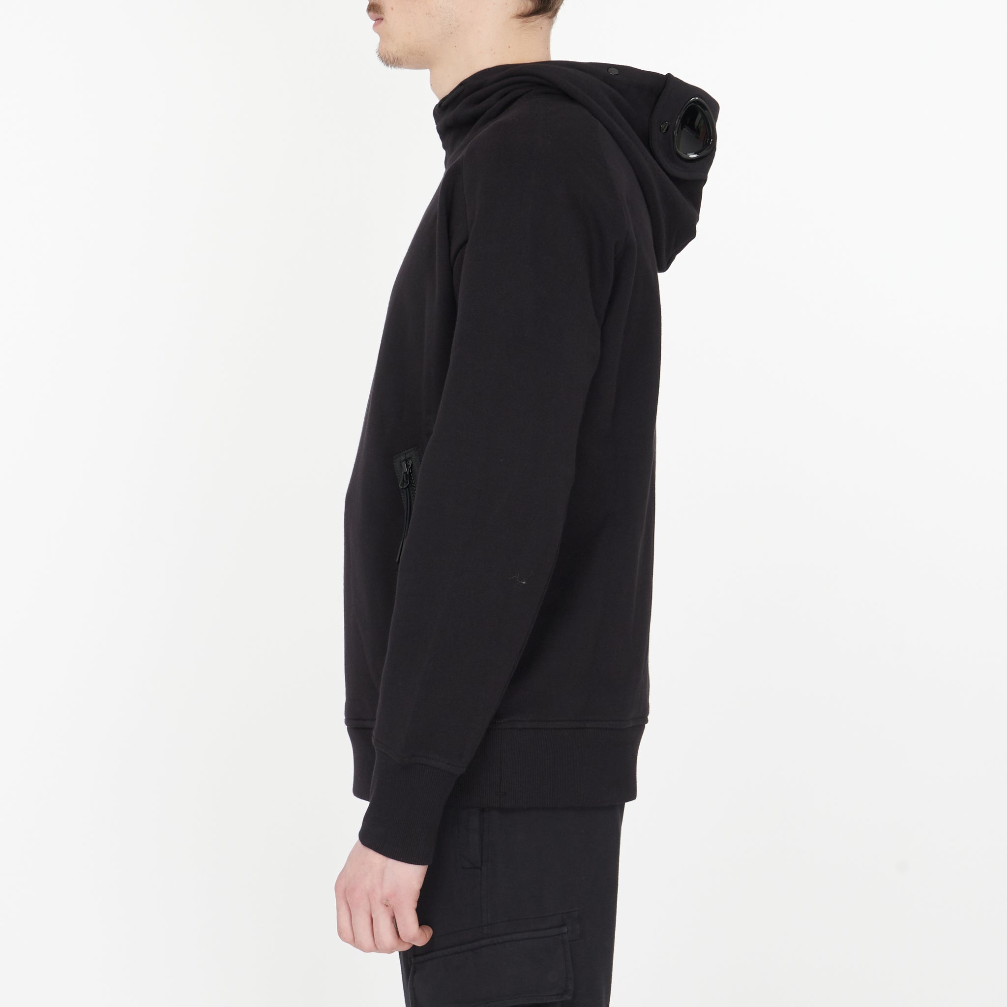 Hoodie Cp Company Diagonal Raised Fleece Goggle Noir