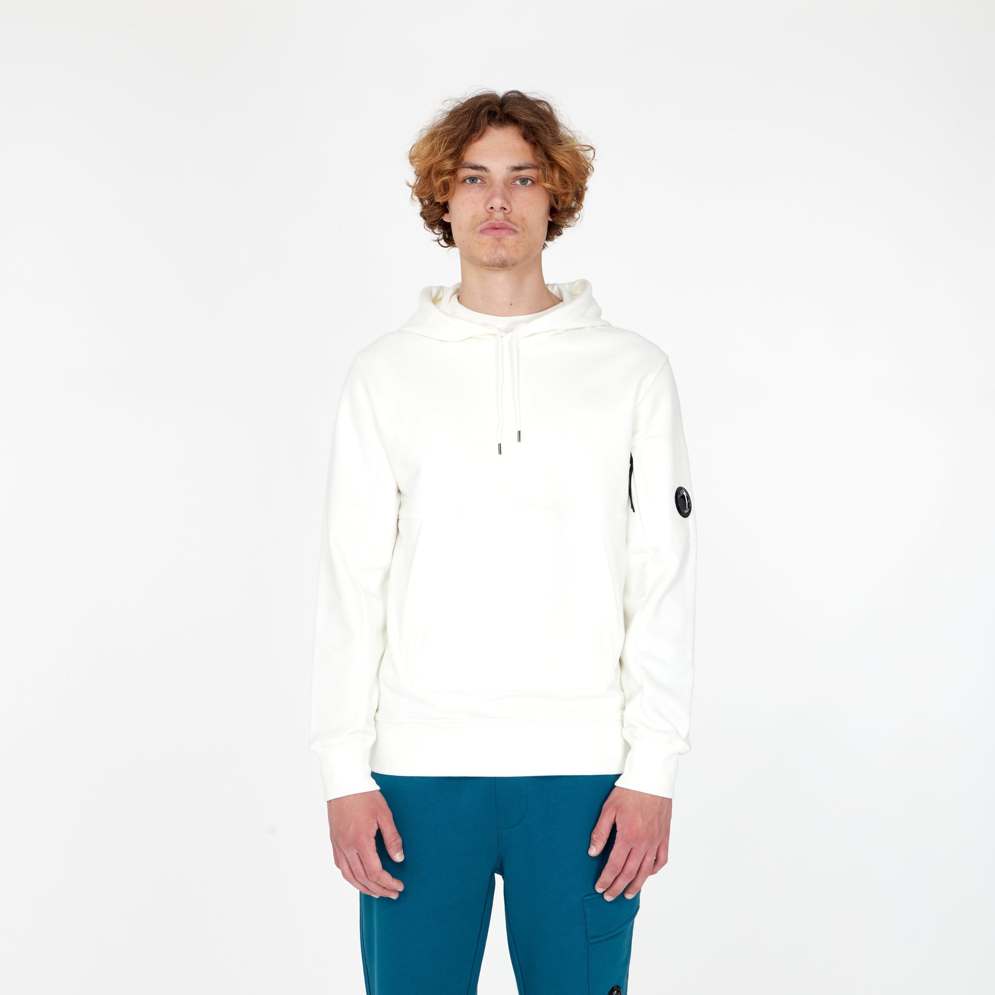 Hoodie Diagonal Raised Fleece Blanc - Lesthete cp company