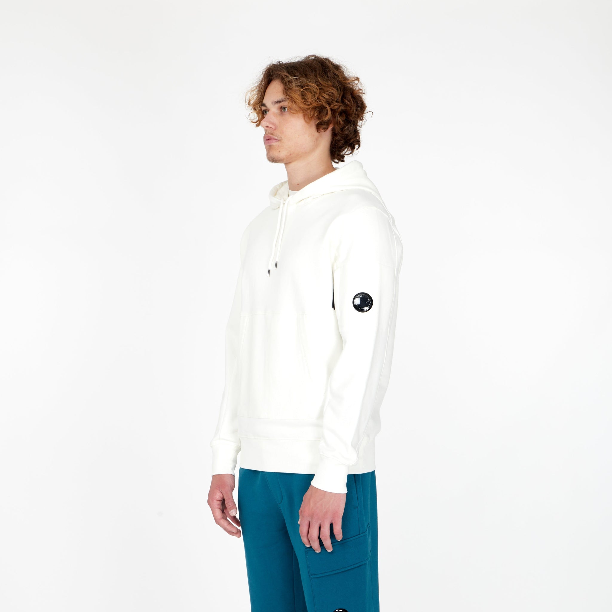 Hoodie Diagonal Raised Fleece Blanc - Lesthete cp company
