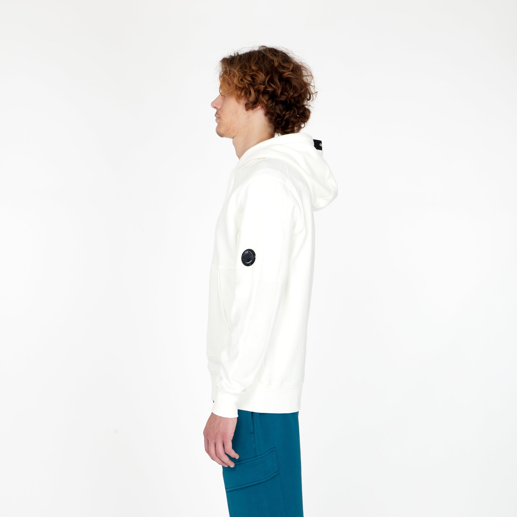 Hoodie Diagonal Raised Fleece Blanc - Lesthete cp company