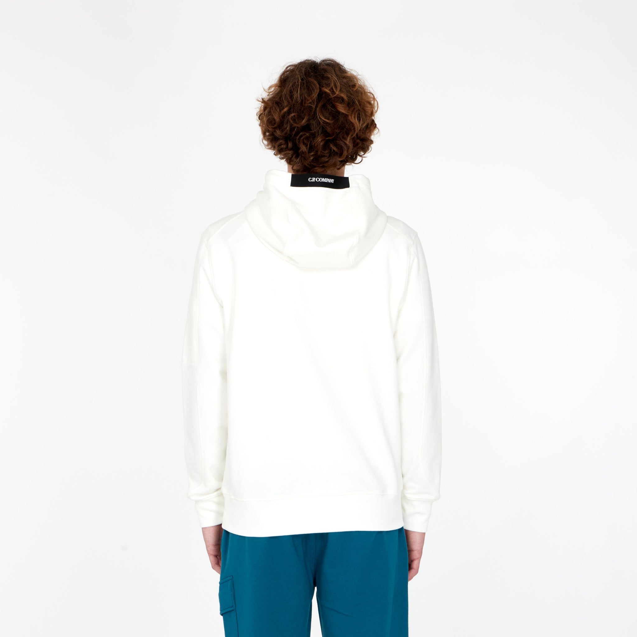 Hoodie Diagonal Raised Fleece Blanc - Lesthete cp company