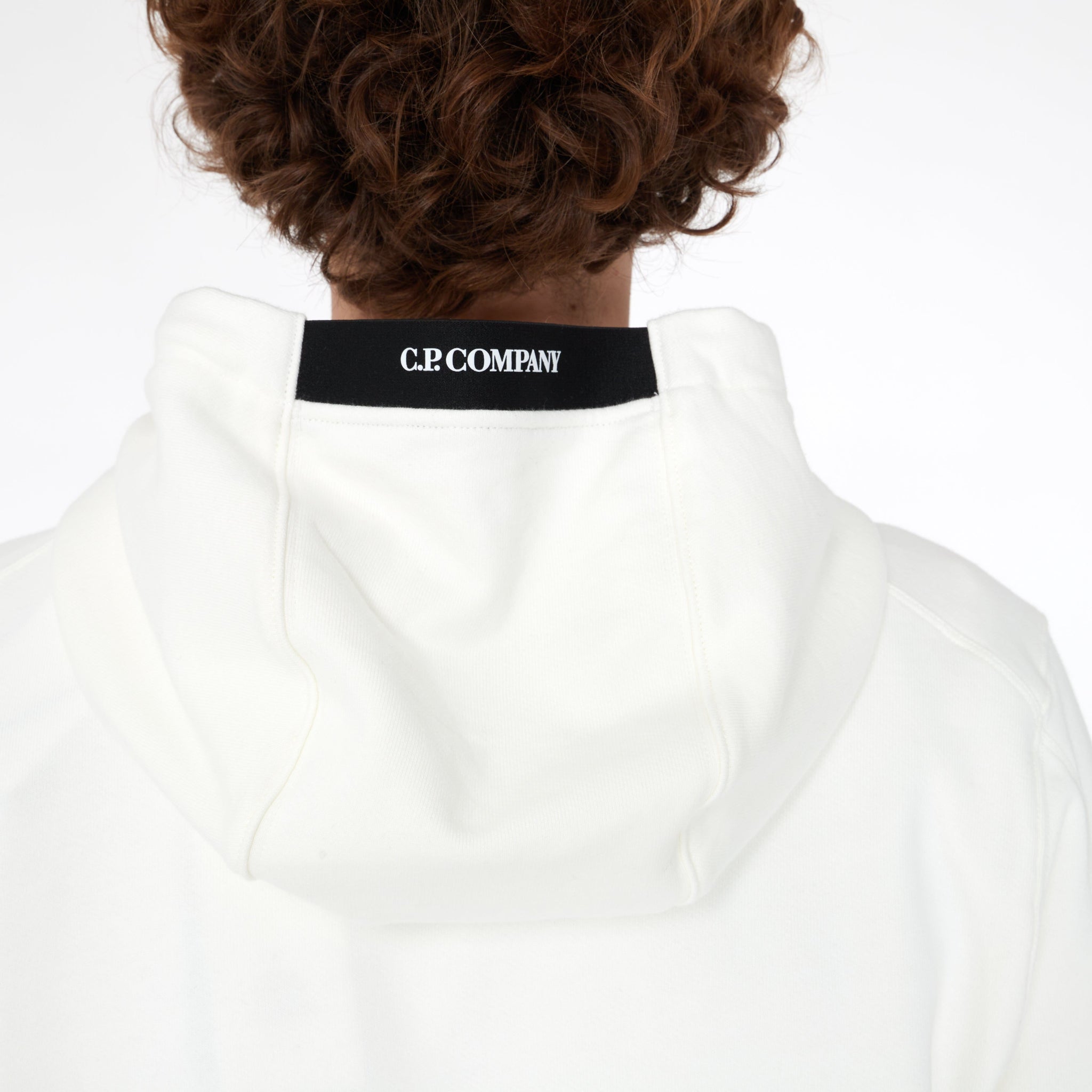 Hoodie Diagonal Raised Fleece Blanc - Lesthete cp company