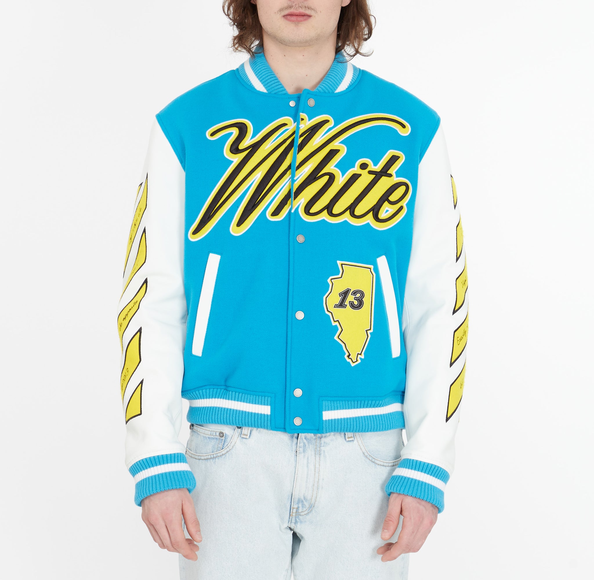 Veste Off-White Varsity World en Cuir