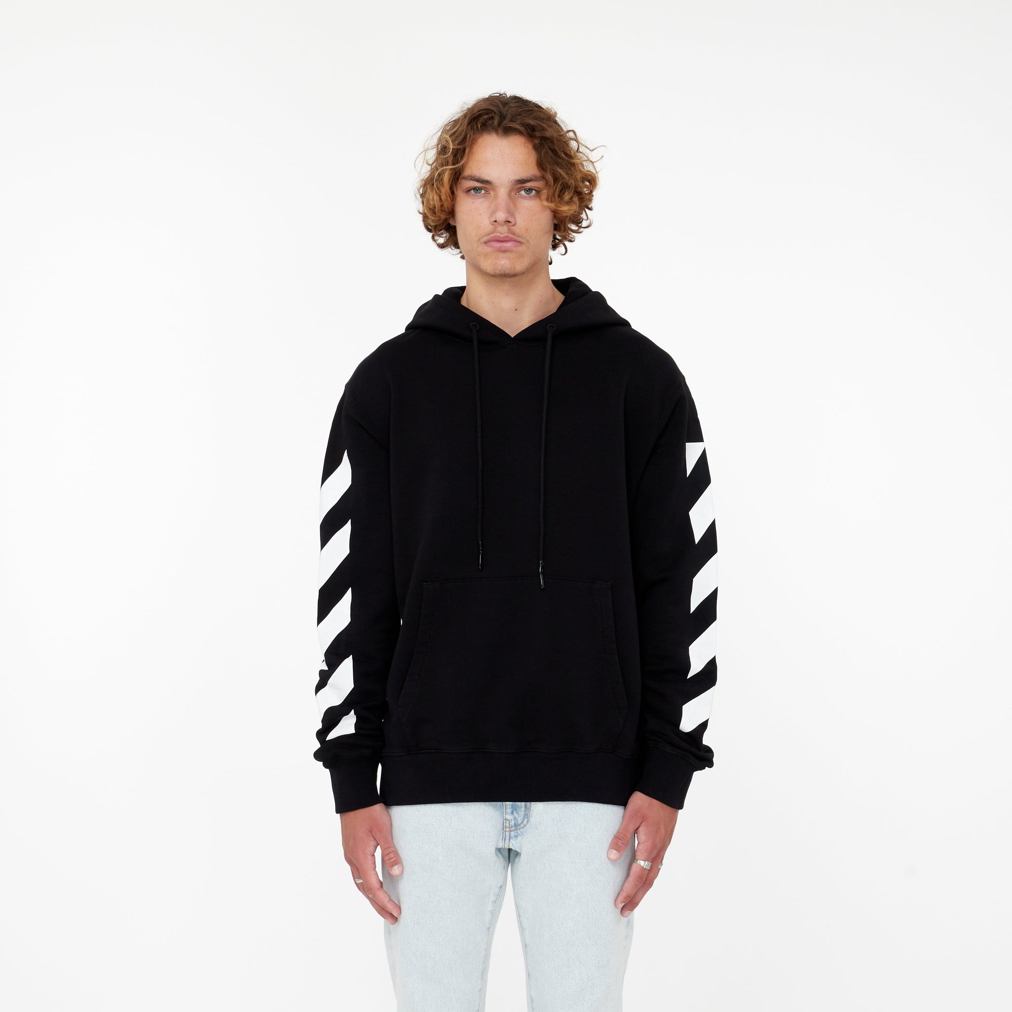 Hoodie Diagonal Noir/Blanc - Lesthete off-white