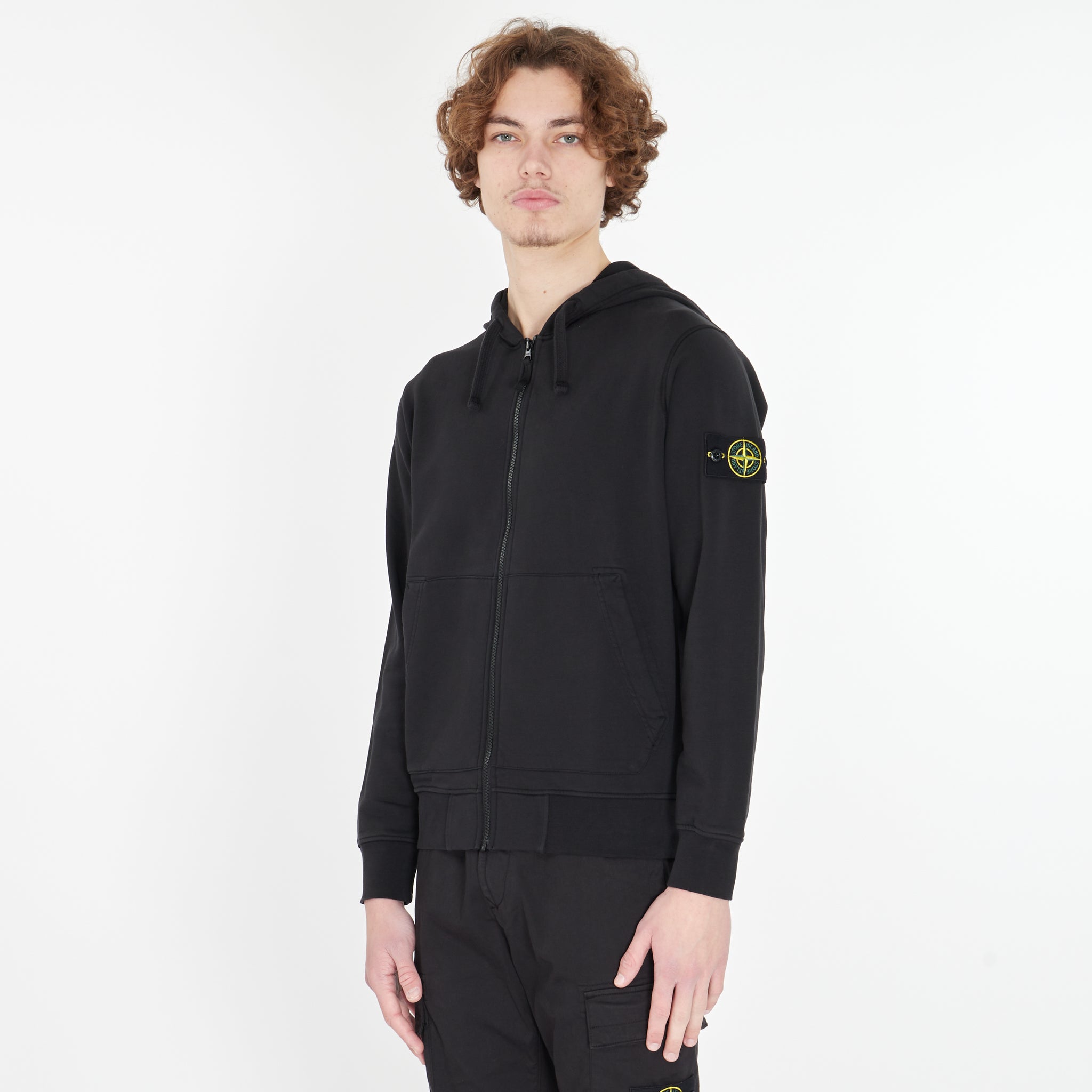 Hoodie Stone Island à Zip Noir