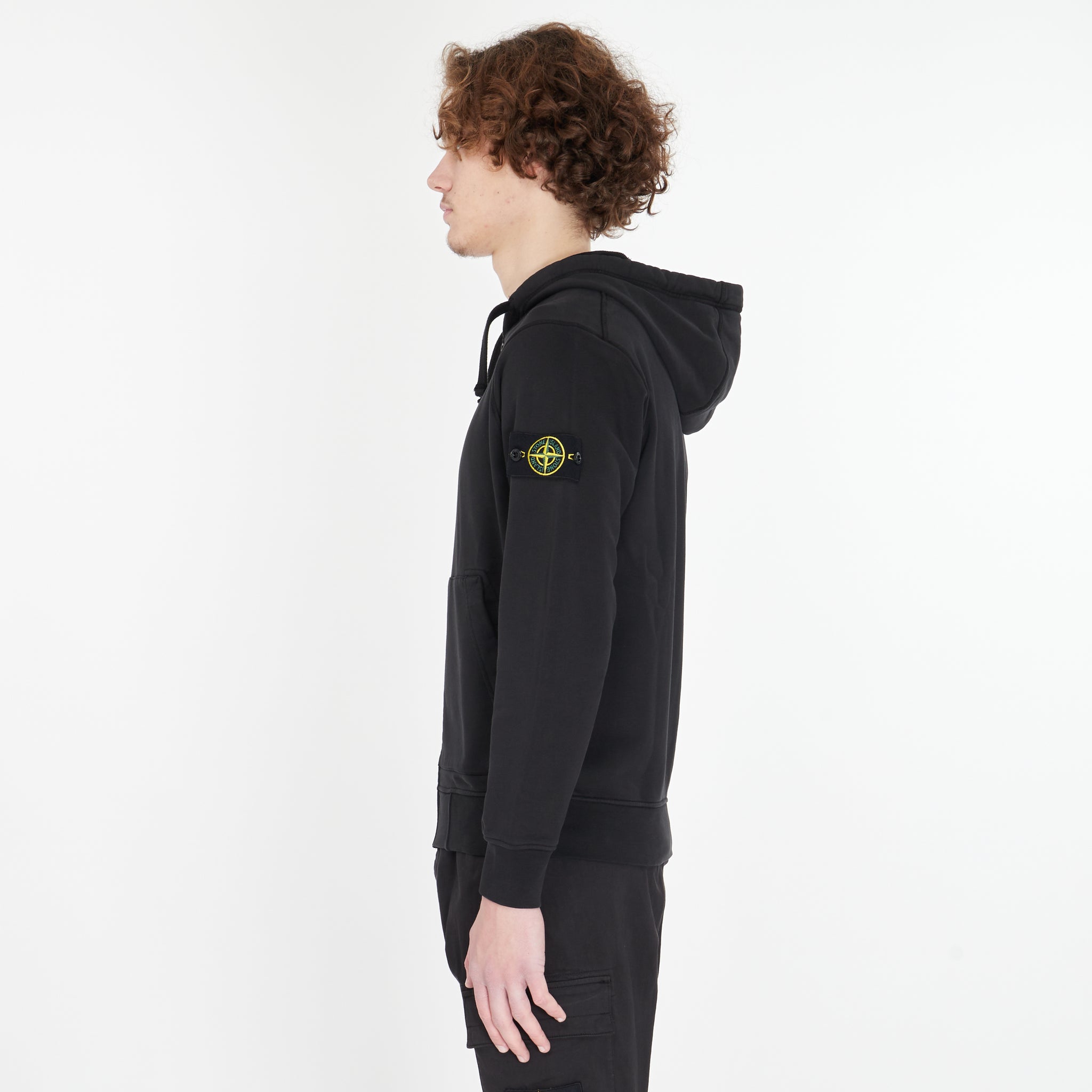 Hoodie Stone Island à Zip Noir