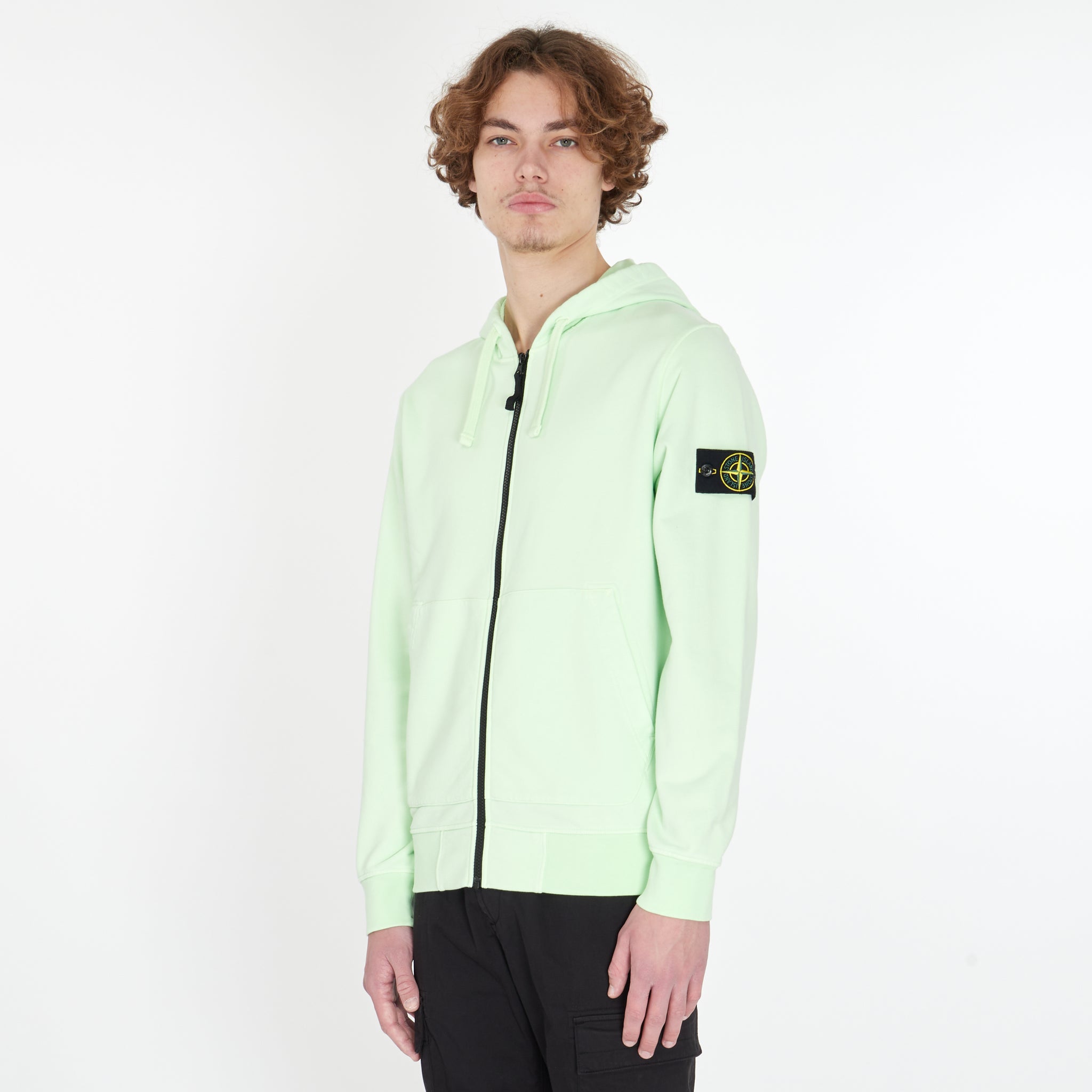 Hoodie Stone Island à Zip Néon