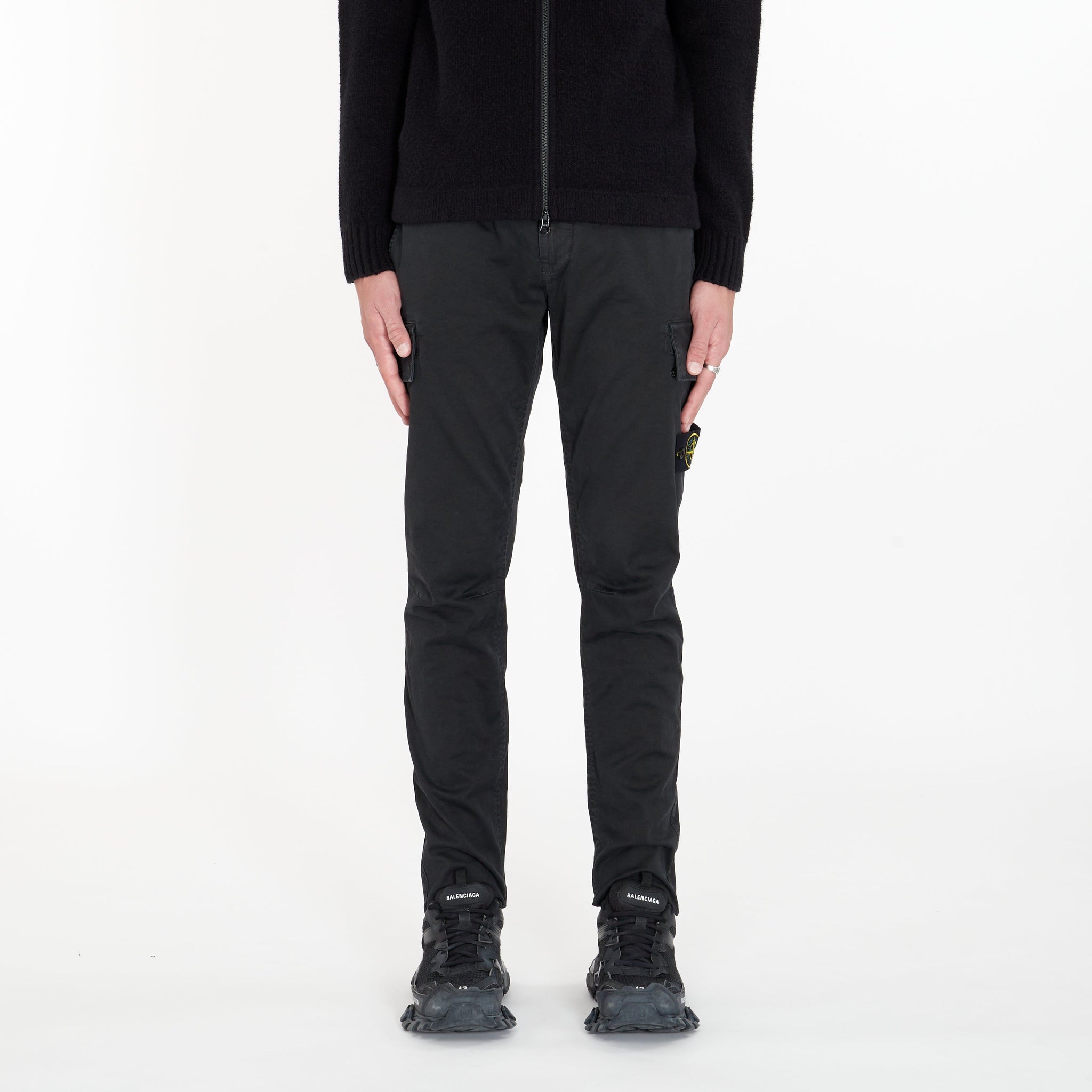 Pantalon Cargo Coton Noir - Lesthete stone island