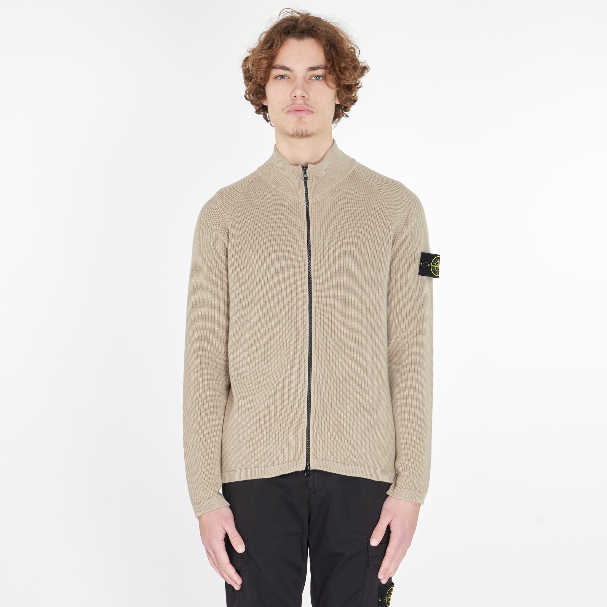 Cardigan Stone Island à Zip Beige