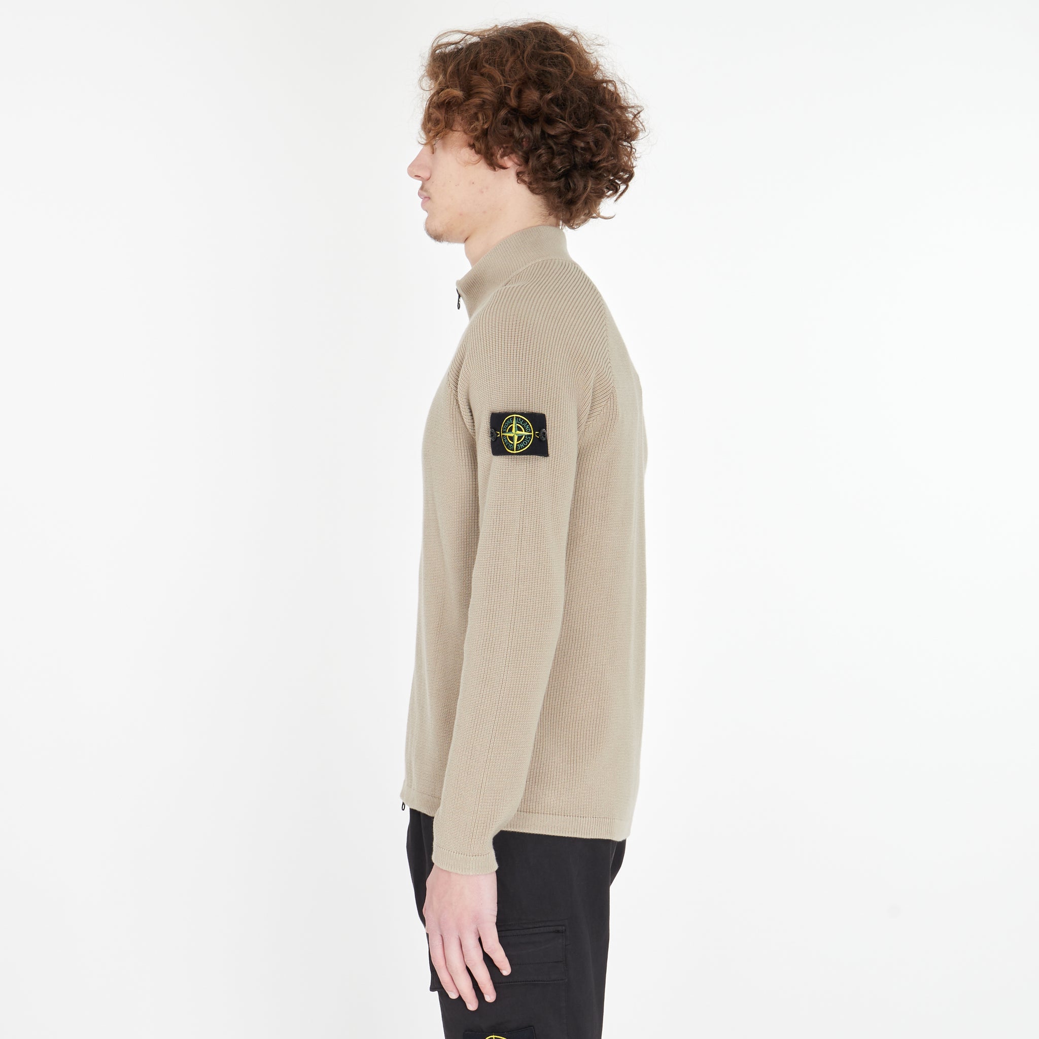 Cardigan Stone Island à Zip Beige