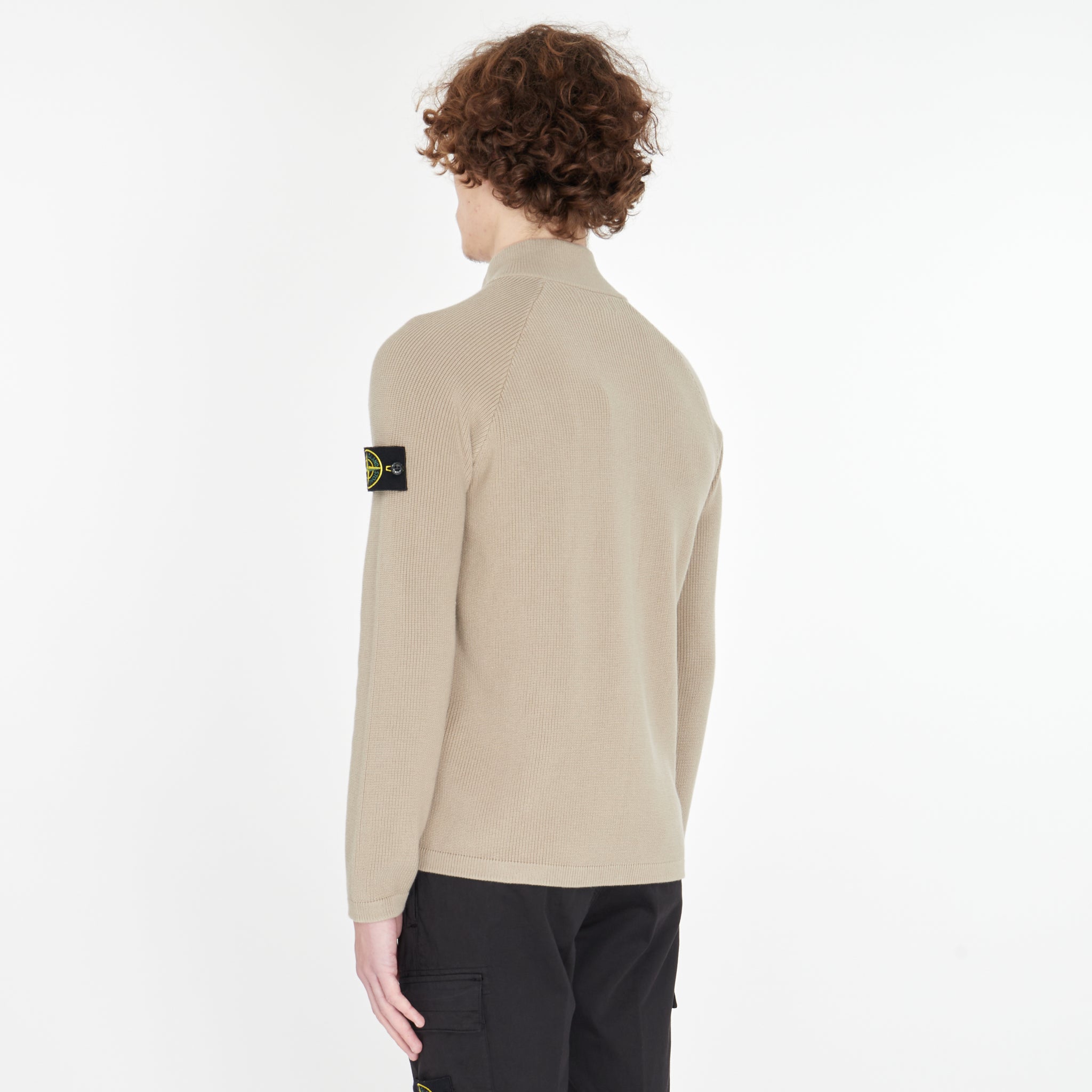 Cardigan Stone Island à Zip Beige