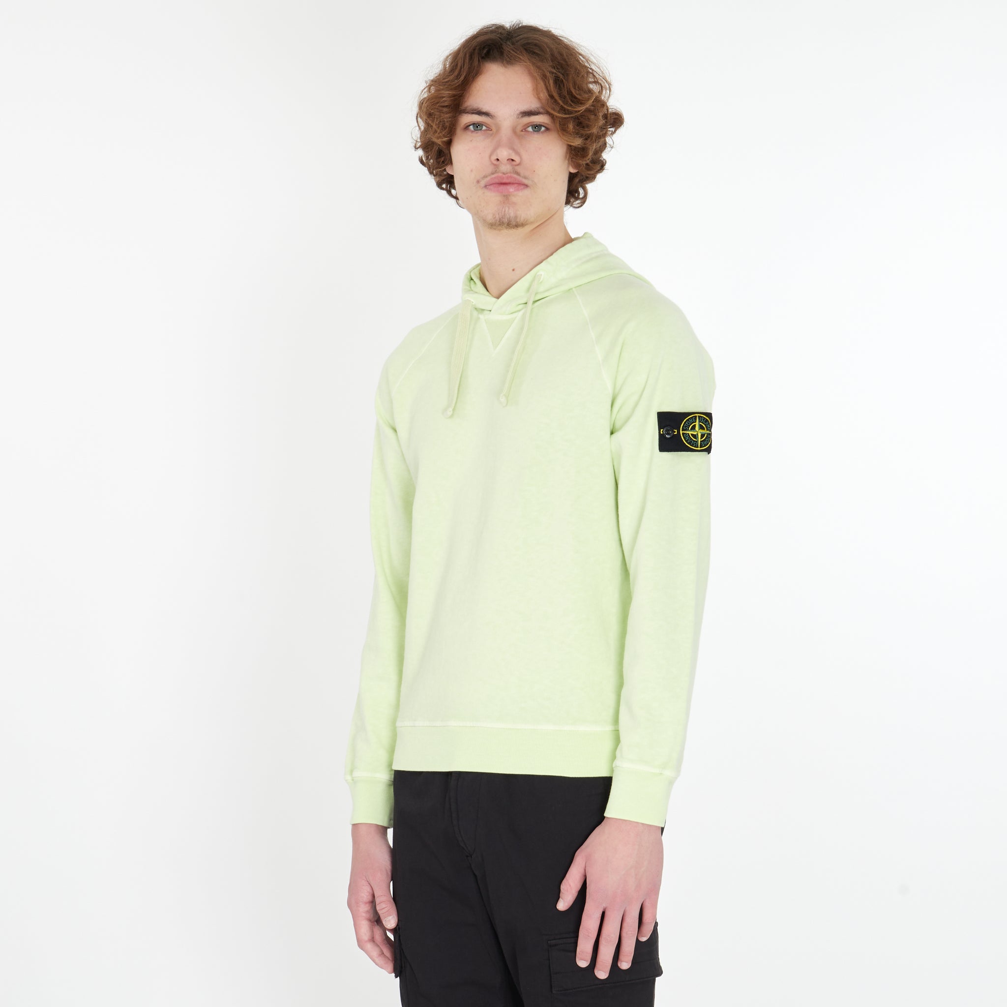 Sweat Stone Island à Capuche Néon